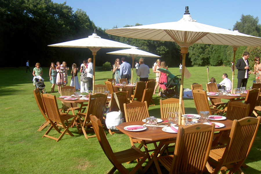 Chiang Mai Classic Bamboo Umbrellas at a British garden wedding